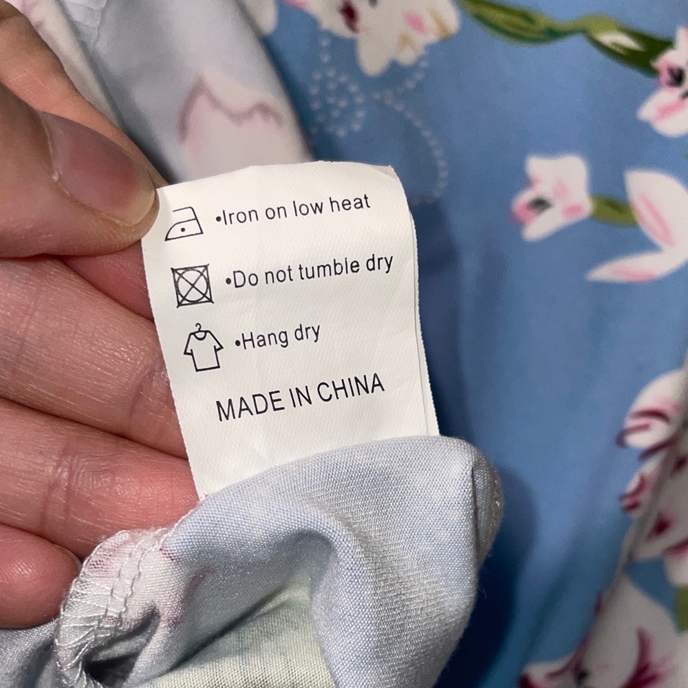 Light Blue Floral Maxi Dress with White & Pink Blooms - Picture 11 of 12